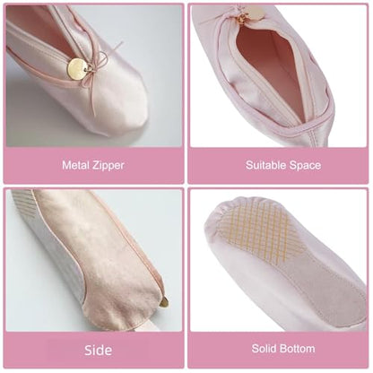 Ballet Dance Shoe Makeup Bag For Little Girls, Ballerina Slipper Makeup Pouch Bag, Ballet Pointe Shoes Gifts (Pink-BT1) - color: Pink-BT1
