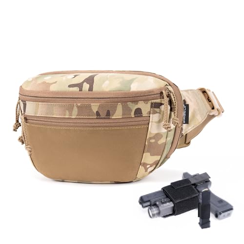 SHANGRI-LA Tactical Fanny Pack for Men and Women, Low-Profile Waist Bag, Holster Included, Multi-Use for Hiking, Travel, EDC - color: MC-Regular