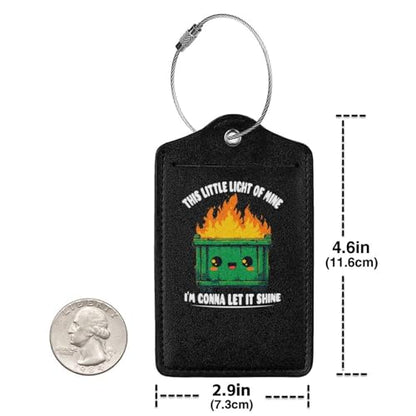 This Little Light of Mine Dumpster Fire Set of 2 Durable Leather Luggage Tags Stylish Travel Gear Men Women