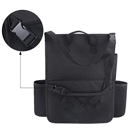 LUXJA Car Front Seat Organizer with Laptop and Tablet Storage Pockets, Car Seat Organizer with Back Adjustable Straps, Black - color: Black