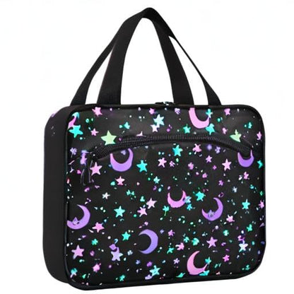 MNSRUU Hanging Toiletry Bags for Women Travel, Crescents and Stars Toiletry Organizer Portable Travel Toiletry Bags Clear Wash Bags Makeup Bag Cosmetic Bag - color: Cartoon 164