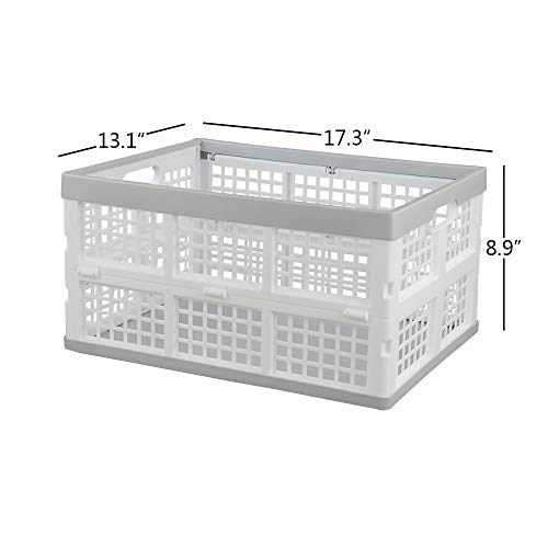 Vababa 28 L Plastic Collapsible Storage Bins, Stacking Utility Foldable Basket, Set of 3 - size: 28 L