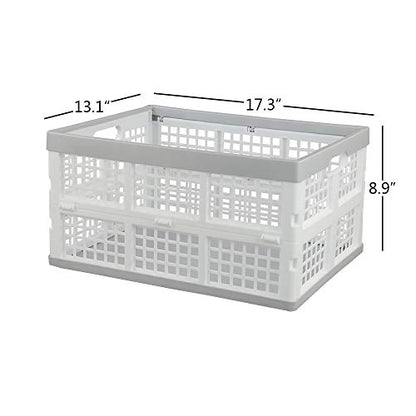 Vababa 28 L Plastic Collapsible Storage Bins, Stacking Utility Foldable Basket, Set of 3 - size: 28 L
