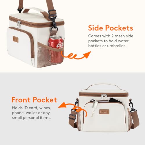 Lifewit Reusable Insulated Lunch Bag, Portable Cooler Freezable Soft Lunchbox Leakproof with Adjustable Shoulder Strap for Men Women Adult for Work Picnic or Travel, 9L 12 Can, Cream - color: Cream, size: Medium(9L)
