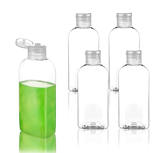 Travel Size Containers Plastic Travel Bottles for Toiletries Leak Proof Squeeze Bottle with Flip Cap TSA Approved 3.4oz/100ml Small Bottles for Liquids, Shampoo & Lotion (5 Pack) - size: A-5 Counts