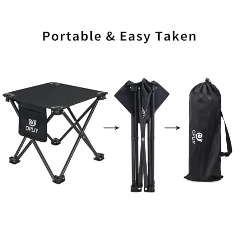 Opliy Camping Stool 2 Pack,13 Inch Portable Folding Stool for Outdoor Gardening and Beach Hiking Fishing,Foot Stool with Carry Bag (Black) - color: Black