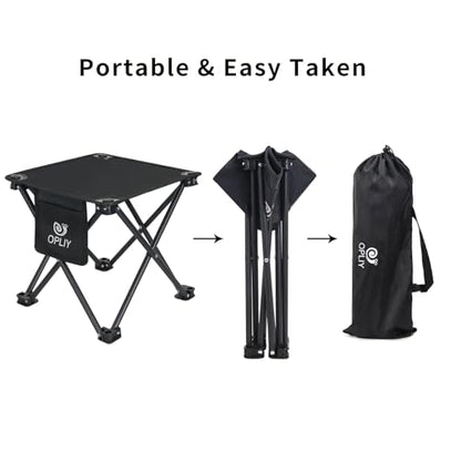 Opliy Camping Stool 2 Pack,13 Inch Portable Folding Stool for Outdoor Gardening and Beach Hiking Fishing,Foot Stool with Carry Bag (Black) - color: Black
