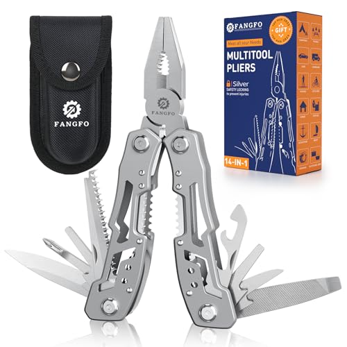 14-In-1 Multitool Pliers，Premium Portable Multi Tool ，with Safety Locking Professional Stainless Steel Multitool Pliers Pocket Knife,Apply to Survival, Camping,
