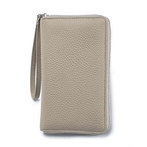 Leather Travel Wallet, RFID passport wallet for travel, with Zippered Pocket and Cash Slot, for Secure Traveling and Documentation Organizer (Eephant Grey) - color: Eephant Grey
