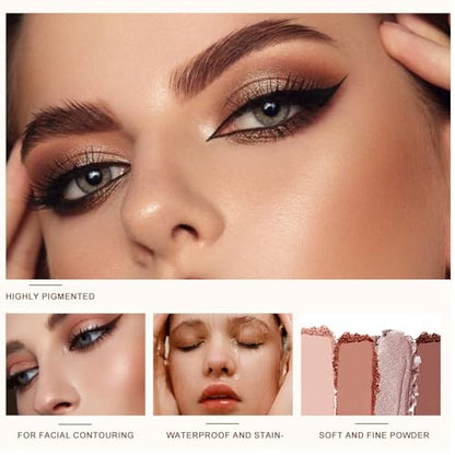 Warm Peach Nude Eyeshadow Palette – Matte & Shimmer High Pigment Blendable Long-Lasting Everyday Eye, Champagne Glow & Warm Neutral Contour Makeup Palette, Perfect for Blue, Green & Brown Eyes - color: A05