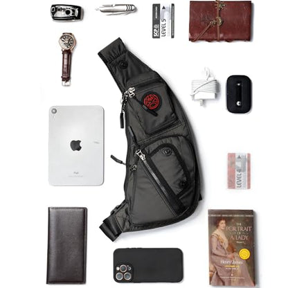 NICGID Sling Bag Chest Shoulder Backpack Crossbody Bags Casual Daypack for Men Women (Black-2620N) - color: Black-2620n
