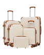 Coolife Luggage Sets, 5 Piece Durable Suitcase, Lightweight Carry on Luggage with ABS Hardshell, Dual Spinner Wheels, TSA Lock and YKK Zipper(apricot white, 5 piece set) - color: apricot white, size: 5 piece set