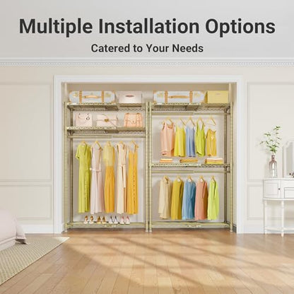 VIPEK X1 Expandable Clothes Rack Heavy Duty Adjustable from 2' to 3'5" with Adjustable Shelves and Hanger Rods, Reach-in & Walk-in Closets Metal Garment Racks Portable Closet, Gold - color: Gold, size: X1