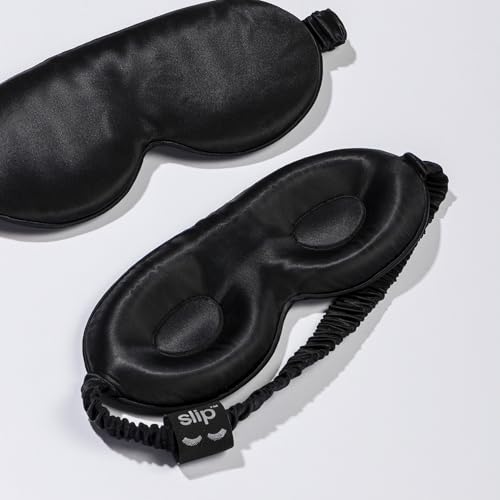 slip Contour Sleep Mask | 100% Pure Mulberry Silk, Ultra Soft | Contoured Design, Prevents Eye Pressure | Adjustable Strap, Ideal for Travel - Black - color: Black