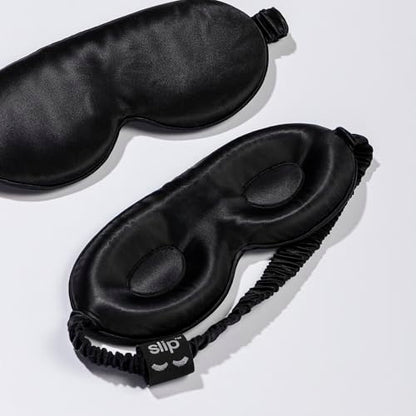 slip Contour Sleep Mask | 100% Pure Mulberry Silk, Ultra Soft | Contoured Design, Prevents Eye Pressure | Adjustable Strap, Ideal for Travel - Black - color: Black