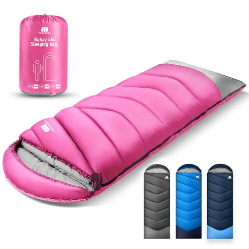 Sleeping Bags for Adults Cold Weather & Warm,Backpacking Camping Sleeping Bag for Tall Girls Boys,Lightweight,Compact,Waterproof Camping Gear for Traveling,Hiking,Hotel,Outdoor & Indoor - color: Pink, size: 5.3lb(32-43℉)