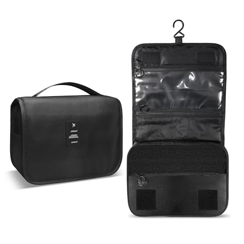Portable Hanging Toiletry Bag for Travel, Small Multifunctional Makeup Cosmetic Bag for Women, Waterproof Travel Toiletries Organizer, Shower Bathroom Pouch with Hook for Gym, Camping, Business Trips - color: Black
