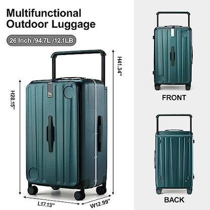 Hanke Multifunctional 26 Inch Hard Shell Suitcases with Wheels Travel Approved Luggage Large Rolling Suitcase Checked Luggage for Women Men(Blackish Green) - color: Blackish Green, size: Multifunctional Checked 26 Inch