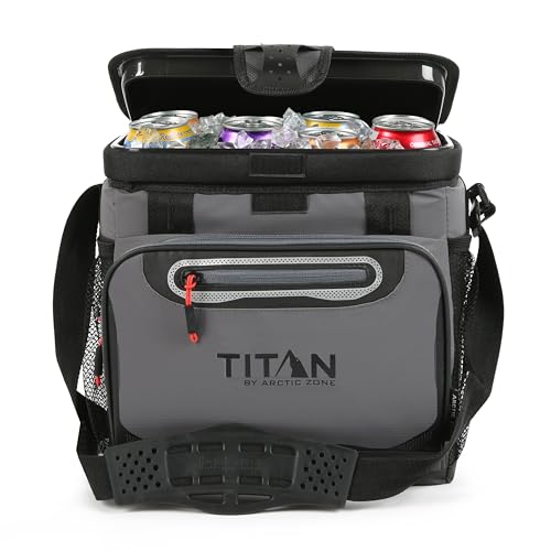 Titan by Arctic Zone Deep Freeze Cooler - Zipperless Hardbody Cooler - Deep Freeze Insulation, HardBody Liner, and SmartShelf - color: Sharkskin Gray, size: 16 Can