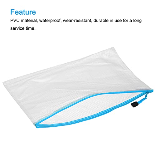 MECCANIXITY Mesh Zipper Bags, A3 Size Plastic Zip File Pouch Document Folders for Home Office Travel, Sky Blue Pack of 3 - color: Sky Blue