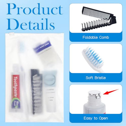 Travel Toiletries Supplies Kits Disposable Toiletry Amenities Set in Bulk, Hygiene Trial Size Personal Essentials Individually Wrapped 5-in-1 (20-Pack)