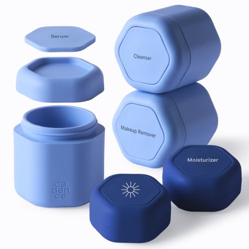 Cadence Capsules - Core Skincare Set, Blue Gradient - Five Containers with Magnetic Lids - 100% Leak Proof and TSA Approved for Travel and Carry On, 2 Small (0.56oz) & 3 Medium (1.32oz) - color: Blue Gradient, size: Core Set
