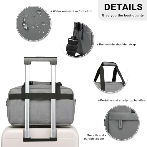 Kono Travel Duffel 20L Under Seat Carry-On Sports Tote Gym Weekender Overnight Bag - 15.75"x9.84"x7.87" Gray - color: Gray, size: M(15.75in x 9.84in x 7.87in)-20L