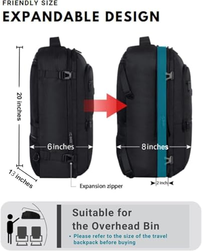 Vancropak Carry On Backpack, 40L Expandable Extra Large Travel Backpack, Flight Approved Water Resistant Luggage Suitcase Daypack, Lightweight College Business Weekender Bag for Men & Women, Black - color: A-black, size: X-Large