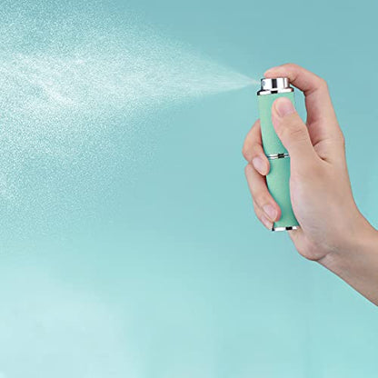 Travel Perfume Bottle Refillable - 8ML Leather Empty Mini Cologne Spray Atomizer Men - Small Fragrance Sample Sprayer - Portable Refill Travel Essentials Container with Green - color: Green