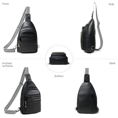Leresas Sling Bag for Women Cross Body Bags Fanny Packs Over the Shoulder Bag Sling Backpack Vegan Leather Trendy Gifts Travel Handbag Black - color: Black