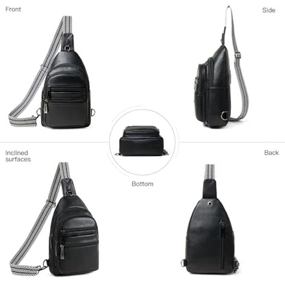 Leresas Sling Bag for Women Cross Body Bags Fanny Packs Over the Shoulder Bag Sling Backpack Vegan Leather Trendy Gifts Travel Handbag Black - color: Black