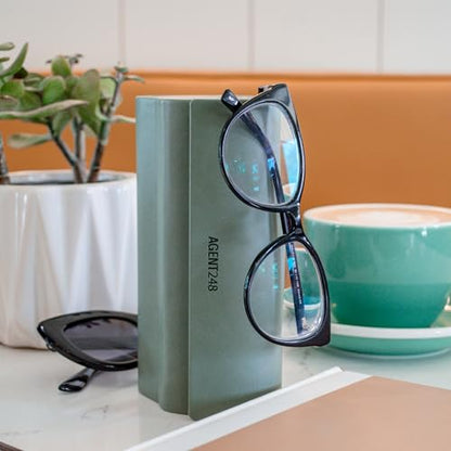 Eyeglass and Sunglass 2-Compartment Travel Case - color: Sage Green