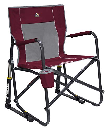 GCI Outdoor Freestyle Rocker Camping Chair | Portable Folding Rocking Chair with Solid, Durable Armrests, Drink Holder & Comfortable Backrest — Cinnamon - color: Cinnamon, style: Freestyle Rocker