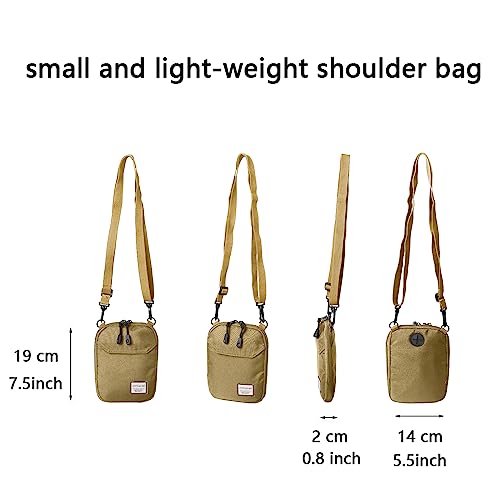 SEAFEW Mini Crossbody Bag Shoulder Bag for Men, Small Messenger Satchel Bag for Women - color: Khaki - Standard