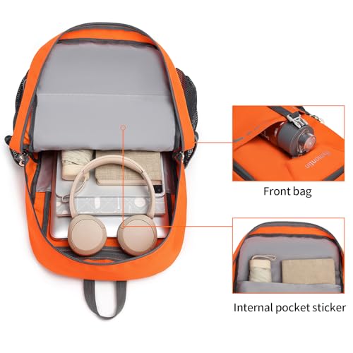 35L Lightweight Packable Backpack – Durable Foldable Daypack for Travel, Hiking, and Gym (Orange) - color: 35l-orange