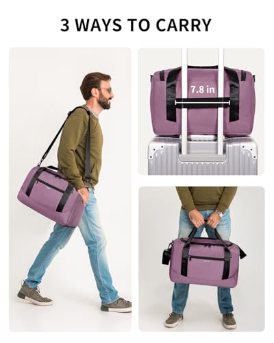 ECOHUB 16'' Personal Item Bag Mini Duffel Bag Small Travel Bag Underseat Carry on Bag for United Airlines Gym Bag for Women and Men - color: Pink with shoulder strap