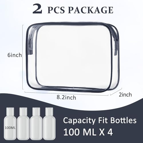 COSHAYSOO Sunscreen Bag Clear Makeup Toiletry Pouch Beach Vacation Essentials for Women Teen Girls Trip Gifts Summer Pool Travel Must Have Accessories Waterproof Stuff - color: Black-Clear
