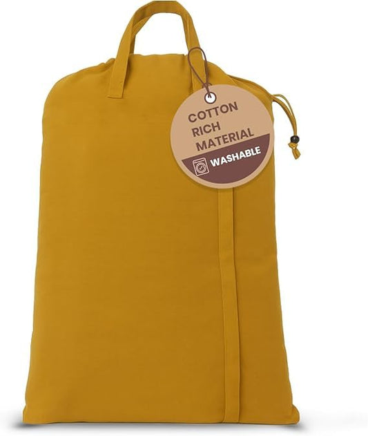 LFH Home Large Premium Cotton Canvas Laundry Bag with Drawstring and Handles Heavy Duty, Multi-Use, and Washable for Home, Travel, College or Storage 20x30 (Pack of 2)-Yellow - color: Yellow, size: 20”x30” (Pack of 2)