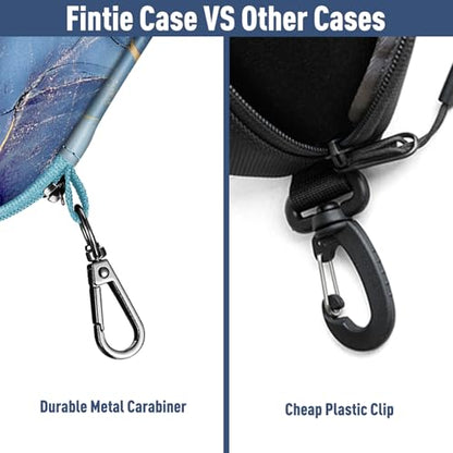 FINTIE Sunglasses Case, Hard EVA Shell Shockproof Sport Glasses Case with Metal Carabiner Travel Zipper Eyeglasses Holder - color: Z-ocean Marble