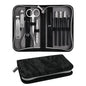 Manicure Pedicure Set, Nail Clipper Set 10-Piece Set Professional Manicure Kit Nail Kit with Portable Black Leather Case Gift for Men Boyfriend Parent - color: black