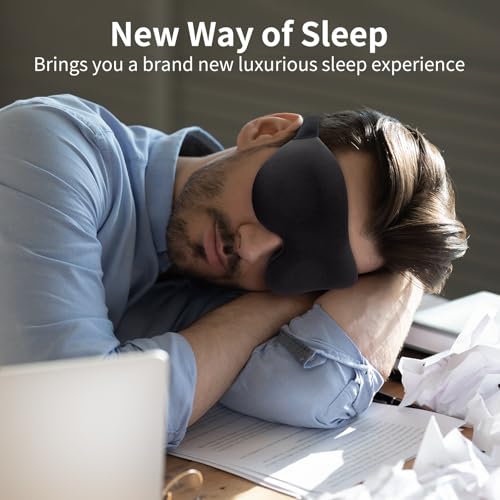 NEWVANGA Sleep Mask for Back and Side Sleeper, Block Out Light, Luxury Sleeping Eye Mask of 3D Night Blindfold, Zero Pressure Breathable Travel Eye Cover Black - color: Black