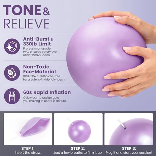 Pilates Kit for Women 13PCS, Pilates Ring and Ball Set with Magic Circle, Resistance Bands Set, Figure 8 Band, Yoga Ring & Grip Socks, Home Workout Equipment Essentials Starter Kit for Beginners - color: Lavender