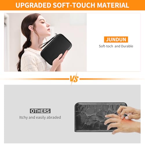 JUNDUN Family Passport Holder,Upgraded Material Fireproof Travel Passport Wallet with 2 Pockets,Travel Document Organizer Case for Passport,Card and Money