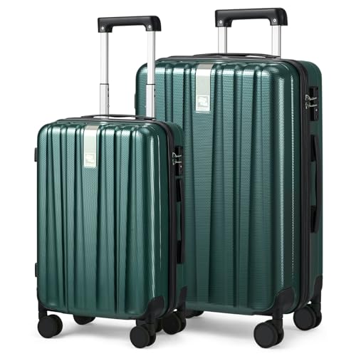 Hanke Luggage Sets 2 piece Carry On Luggage with Wheels PC Hard Shell Suitcases Lightweight Travel Luggage Travel Suitcase Woman Men 20/29 Inch (Blackish Green) - color: Blackish Green, size: 2 Piece Set（20/29）