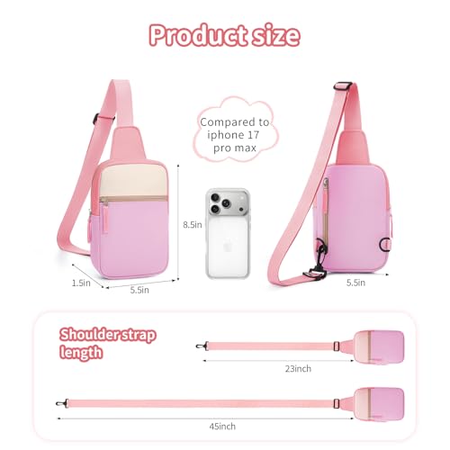 Birthday Gifts for 8 9 10 11 12 Year Old Teens Girls Kids, Fanny Pack Crossbody Bag Sling Belt Bags Purse, Dorm Travel Essentials for Girls Fashion, Preppy Tween Teen Girl Gift Trendy Stuff - color: Dark Pink & Pink