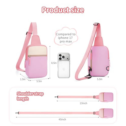 Birthday Gifts for 8 9 10 11 12 Year Old Teens Girls Kids, Fanny Pack Crossbody Bag Sling Belt Bags Purse, Dorm Travel Essentials for Girls Fashion, Preppy Tween Teen Girl Gift Trendy Stuff - color: Dark Pink & Pink