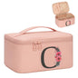 OCHEAL Initial Makeup Bag,Monogram Make up Bag Pink Travel Makeup Organizer Case Beauty Toiletry Cosmetic Bag with Brush Holder, Trendy Stuff Personalized Gifts for Women and Girls-O - color: Pink, style: O