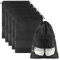 Large Black Travel Shoe Bags - 5 Pcs with Clear Window, Non-Woven Drawstring, 12.6" X 17.3" for Men Women - color: Black, style: 5 Pack