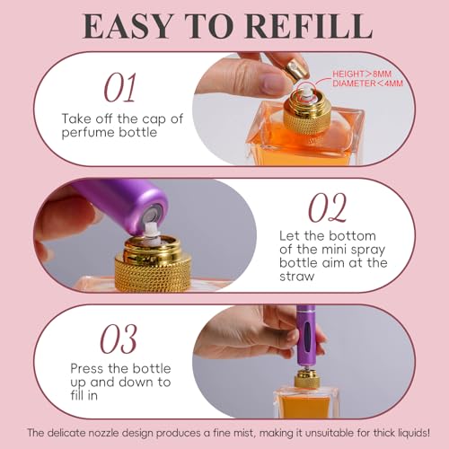 JPNK 24 Pcs Mini Refillable Perfume Portable Atomizer Bottles Travel Size Spray Refillable Refill Bottle 5 ml with Travel and Outgoing Bag