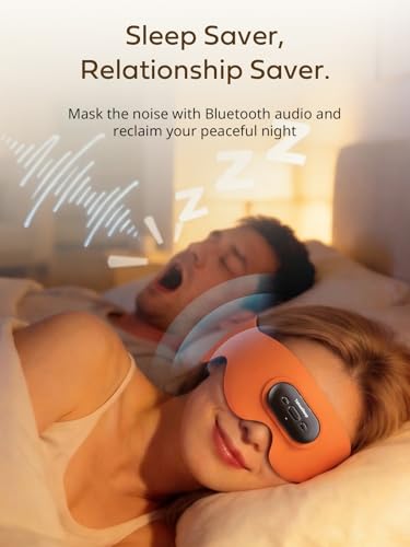 Sleep Headphones for Side Sleepers, Ultra-Thin Adjustable Stereo Speakers, Sleep Mask with Bluetooth 5.4, 64-Hour Ultra-Long Battery Life for Sleeping, Travel & Meditation, Unique Gift - color: Sunset Orange